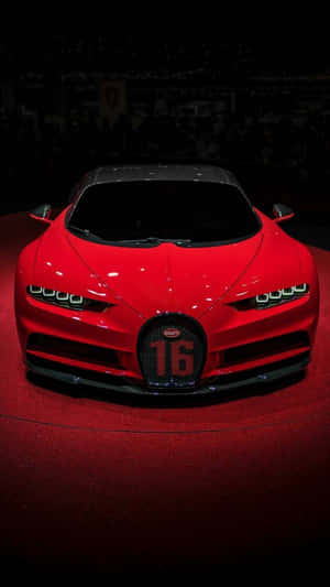 紅色Bugatti Chiron Super Sport 16在車展上展出 — 布加迪 GIF 壁紙