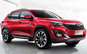 工作室環境中帶有合金輪圈的紅色SUV — 好看汽車 壁紙