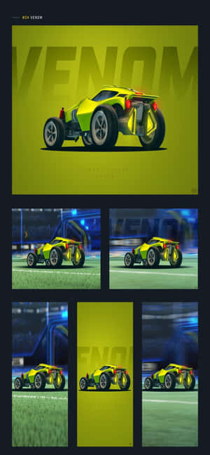 一輛名為 Venom 的黃色未來賽車，在霓虹燈賽道上疾馳。 — Pixel 8a 壁紙