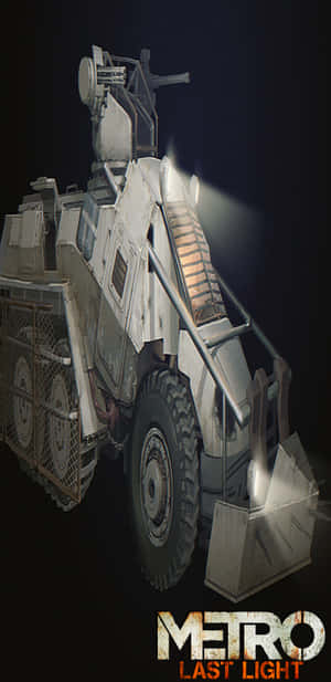 黑暗末日後場景中帶有車頭燈的裝甲車 — 電玩遊戲 GIF 壁紙
