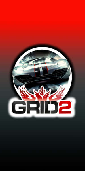 GRID 2 賽車遊戲標誌，特色為帶有紅色條紋的銀色賽車。 — 網格 壁紙