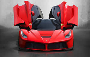 紅色法拉利LaFerrari在攝影棚內車門敞開 — 酷炫F1 壁紙