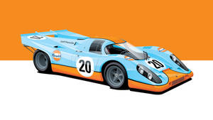復古海灣保時捷917賽車，藍色和橙色，號碼20。 — 保時捷 911 壁紙