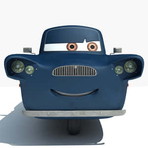 藍色復古動畫車，帶有笑臉和圓眼睛 — 好看汽車 壁紙