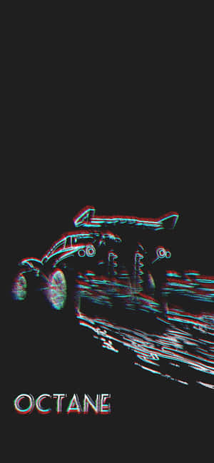 故障效果的怪獸卡車帶著霓虹軌跡，黑色背景上寫有 'OCTANE' 文字。 — 4K 火箭聯盟 壁紙
