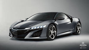 在攝影棚環境中，時尚灰色Acura NSX概念跑車帶有發光頭燈。 — 銀色 壁紙