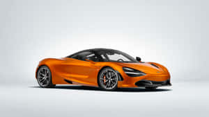 橙色McLaren 720S跑車，黑色車頂和銀色輪圈，白色背景。 — 麥拉倫 720S 壁紙