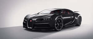 消光黑色Bugatti Chiron跑車配紅色內裝在工作室 — 低飽和 壁紙