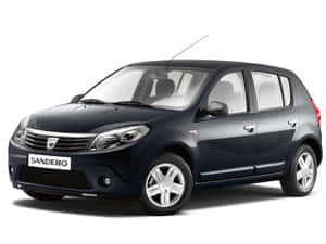 深藍色 Dacia Sandero 緊湊型掀背車，從前側四分之三角度觀看。 — 好看汽車 壁紙
