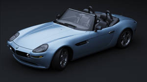 淺藍色BMW Z8敞篷跑車，黑色內裝，深色背景。 — 高清汽車 壁紙
