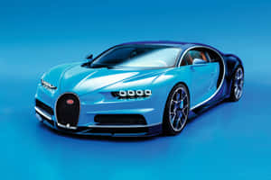 一輛藍色Bugatti Chiron跑車在攝影棚燈光下。 — 布加迪 GIF 壁紙