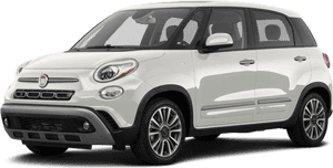 白色Fiat Panda緊湊型SUV，帶有鍍鉻細節和合金輪圈。