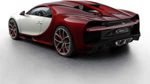 工作室中的紅白 Bugatti Chiron 跑車，帶有發光尾燈。 — 布加迪 GIF 壁紙