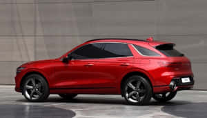 紅色現代SUV停在灰色混凝土牆前 — Toyota Supra Mk4 壁紙