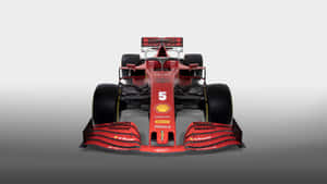 紅色法拉利F1賽車，帶有5號和贊助商標誌，攝影棚拍攝。 — F1 iPhone 壁紙