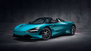 攝影棚中的藍綠色McLaren 720S Spider敞篷跑車 — 白色法拉利 壁紙