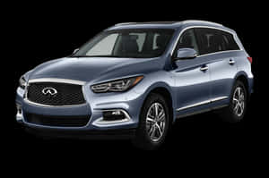藍色 Infiniti SUV 配以鍍鉻細節，黑色背景 — MacBook Air M3 壁紙
