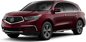 酒紅色Acura SUV，帶有鍍鉻細節和合金輪圈，攝影棚拍攝。