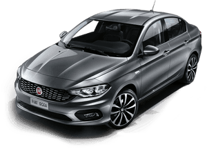 銀色 Fiat Egea 房車在黑色背景上帶有運動模糊條紋。
