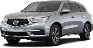 帶有鍍鉻裝飾和時尚頭燈的銀色Acura SUV。