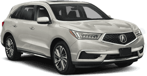 銀色Acura SUV，在工作室燈光下底盤帶有藍色能量環。