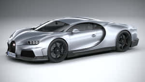 銀色Bugatti Chiron跑車，帶有黑色車輪和發光車頭燈，在工作室環境中。 — 布加迪 GIF 壁紙