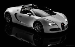 銀色Bugatti Veyron超級跑車在反光黑色表面上，攝影棚燈光。 — 布加迪 GIF 壁紙