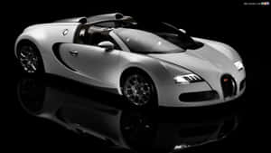 銀色Bugatti Veyron跑車在反光黑色表面上。 — 布加迪 GIF 壁紙