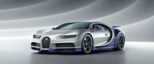 攝影棚中的銀藍色 Bugatti Chiron 超級跑車 — 賽車 壁紙