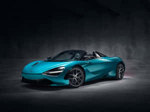 青綠色McLaren 720S Spider敞篷車在黑暗的工作室中，帶有戲劇性的燈光。 — 4K 法拉利 壁紙