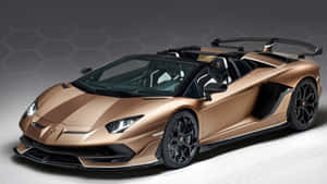 工作室環境中帶有黑色細節的青銅色藍寶堅尼 Aventador SVJ Roadster — 4K 藍寶堅尼 壁紙