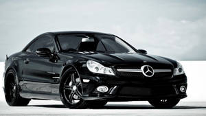 黑色 Mercedes SLR McLaren 跑車在攝影棚環境中 — Mercedes Benz C300 壁紙