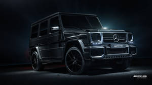 黑色 Mercedes-AMG G-Class SUV 在工作室中帶有聚光燈效果。 — Mercedes Benz C300 壁紙