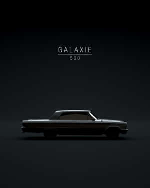 經典黑色福特Galaxie 500汽車剪影在暗色工作室中帶有文字 — Apple Watch Ultra 壁紙