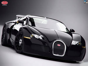黑色Bugatti Veyron 8超級跑車在攝影棚中，帶有鍍鉻細節 — 布加迪 GIF 壁紙