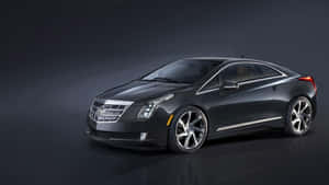 黑色Cadillac ELR轎跑車，帶有銀色點綴，置於深色反光表面。 — 凱迪拉克 壁紙