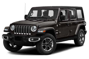 黑色Jeep Wrangler SUV 工作室拍攝，帶有鍍鉻飾件和越野輪胎。 — 吉普 壁紙