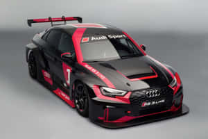 黑色和紅色Audi RS 3 LMS賽車，在工作室中帶有一號號碼。 — 凱迪拉克 壁紙