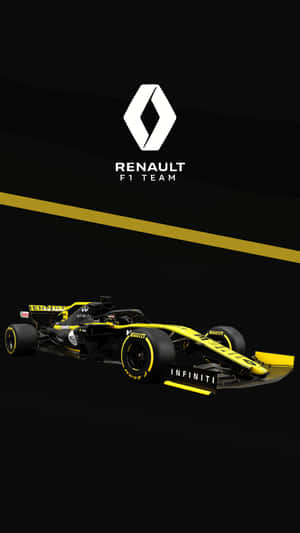 雷諾F1車隊賽車，黑色背景上帶有黃色點綴。 — F1 iPhone 壁紙