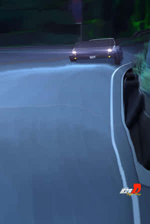 黑色汽車在夜間黑暗的道路上疾馳，車頭燈發光。 — Huawei MatePad 壁紙