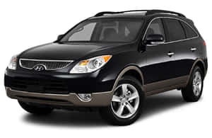 黑色現代Santa Fe SUV，帶有銀色飾邊和車頂行李架。 — 低飽和 壁紙