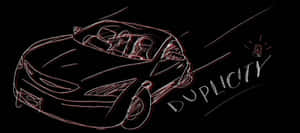 跑車的紅色線條草圖，旁邊有「duplicity」字樣。 — 高清汽車 壁紙