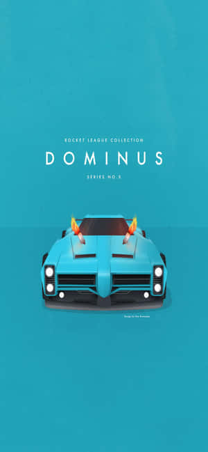 藍綠色的Rocket League Dominus賽車，在藍綠色背景上帶有火焰排氣管。 — Samsung S23 壁紙