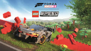 LEGO賽車在森林中撞穿磚牆 — 電玩遊戲 GIF 壁紙