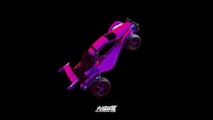 發光的紫色和粉紅色Rocket League賽車在黑暗中飛行。 — 4K 火箭聯盟 壁紙