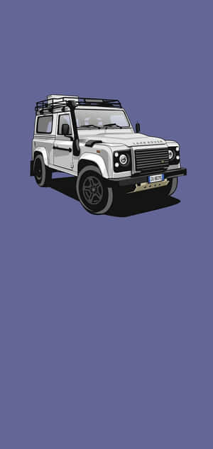 白色 Land Rover Defender 配備車頂行李架，紫色背景 — 諾基亞 壁紙