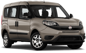 米色 Fiat Fiorino 廂型車在攝影棚拍攝，黑色背景