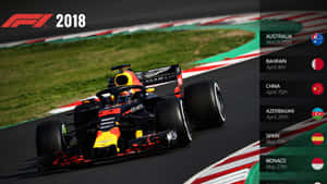 日落賽季期間賽道上的F1賽車 — 馬克斯·維斯塔潘 壁紙