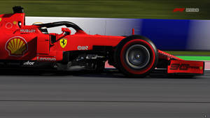 紅色法拉利F1賽車在賽道上奔馳，背景模糊。 — 4K 法拉利 壁紙