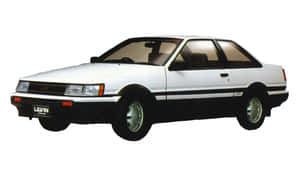 白色豐田Levin 2.0G雙門轎跑車，配備黑色飾條和銀色輪圈 — 豐田 壁紙